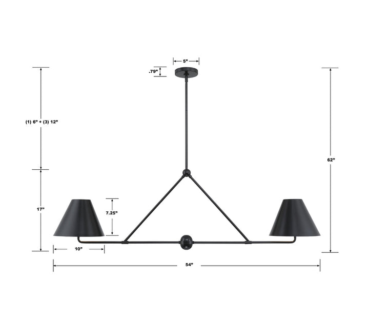 Crystorama Crystorama Xavier 4 Light Matte Black Chandelier