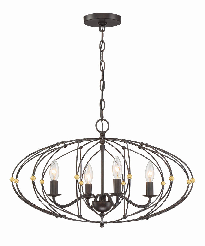 Crystorama Crystorama Zucca 4 Light English Bronze + Antique Gold Chandelier