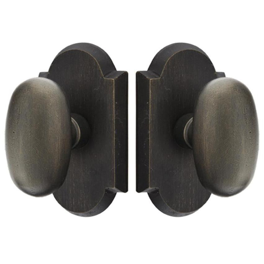 Solid Brass Sandcast Egg Door Knob Set With Arched Rosette (Several Finish Options) EMTEK