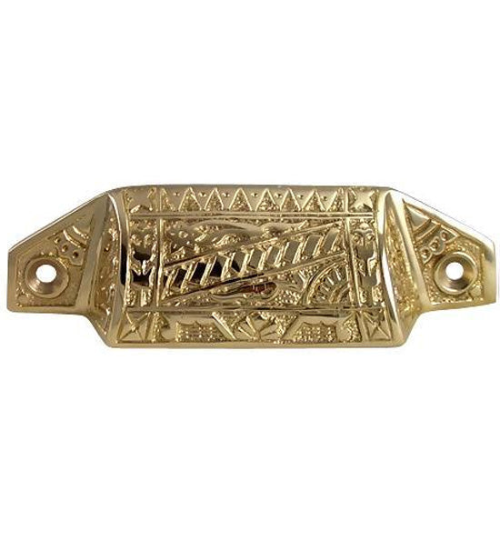 COPPER MOUNTAIN HARDWARE 4 1/8 Inch Overall Solid Brass Eastlake Bin or Cup Pull