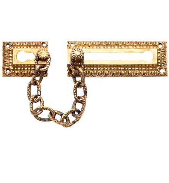 Egg & Dart Pattern Solid Brass Door Chain Guard COPPER MOUNTAIN HARDWARE