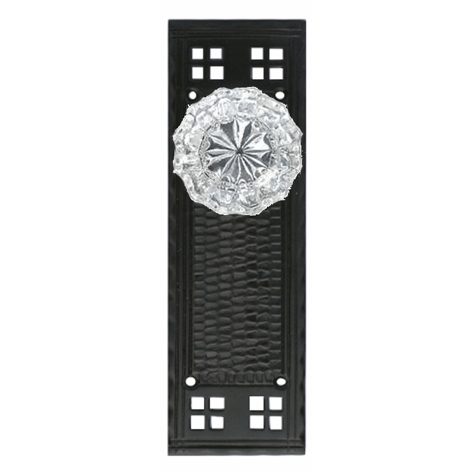 Craftsman Backplate Door Set with Fluted Crystal Door Knobs (Several Finishes Available) COPPER MOUNTAIN HARDWARE