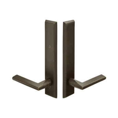 Solid Brass Rectangular Style Dummy Pair Multi Point Lock Trim (Medium Bronze Finish) EMTEK