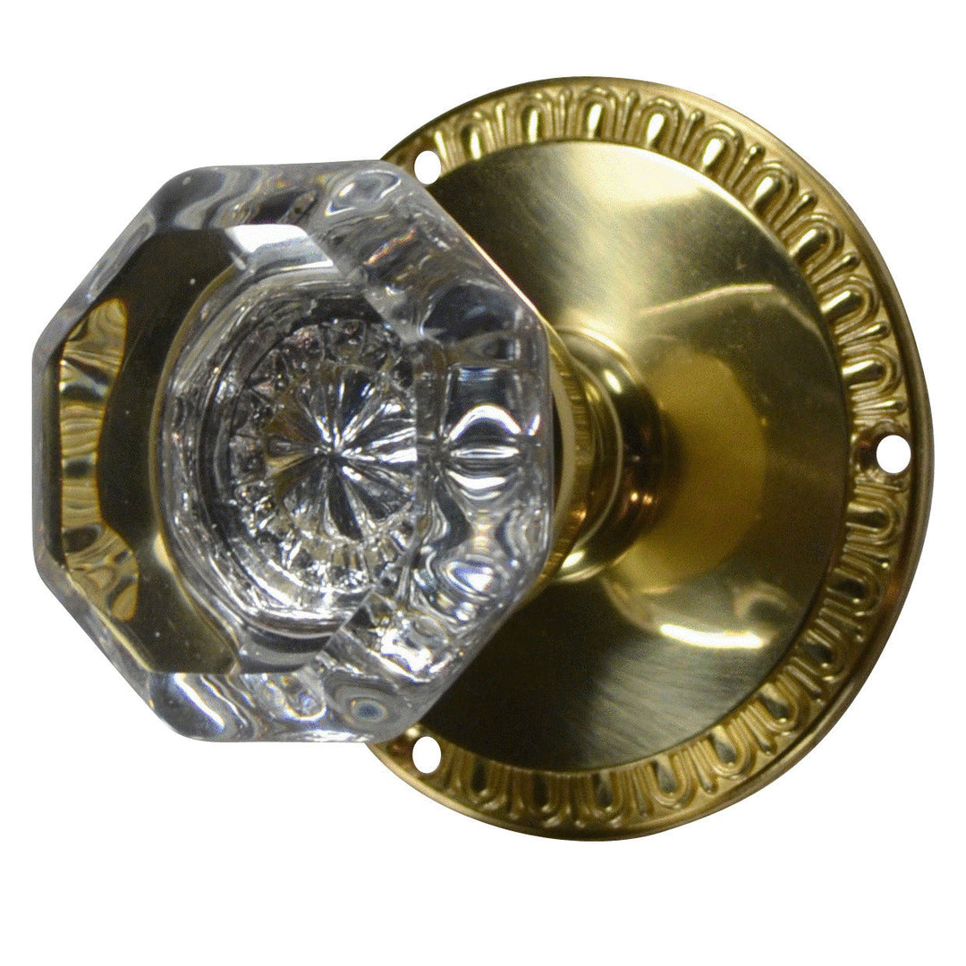 Egg & Dart Rosette Door Set with Octagon Crystal Door Knobs (Several Finishes Available) COPPER MOUNTAIN HARDWARE