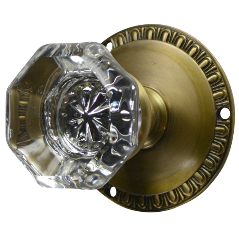Egg & Dart Rosette Door Set with Octagon Crystal Door Knobs (Several Finishes Available) COPPER MOUNTAIN HARDWARE