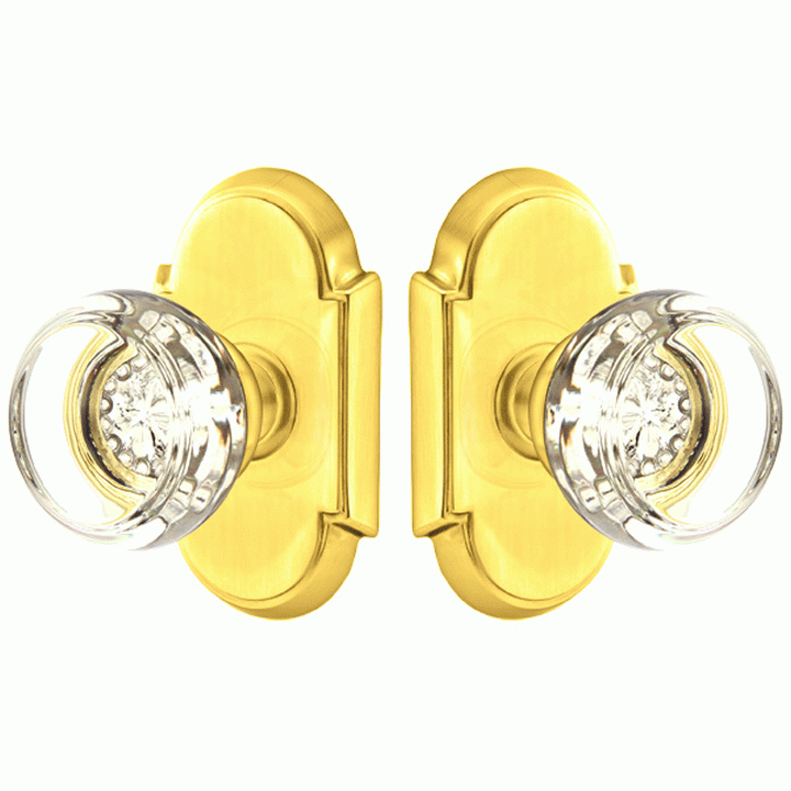 Crystal Georgetown Door Knob Set With # 8 Rosette (Several Finish Options) EMTEK