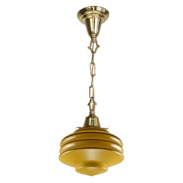 27 3/4 Inch Orange Art Deco Style Glass Chain Pendant (Polished Brass Finish) COPPER MOUNTAIN HARDWARE