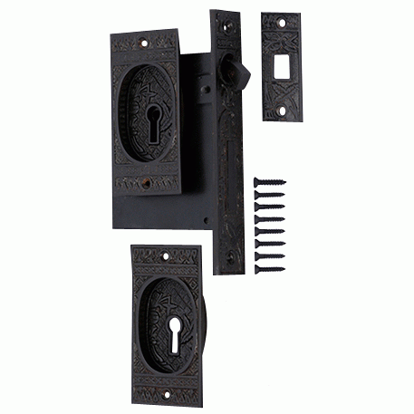 COPPER MOUNTAIN HARDWARE Broken Leaf Single Pocket Privacy Door Set in Oil Rubbed Bronze