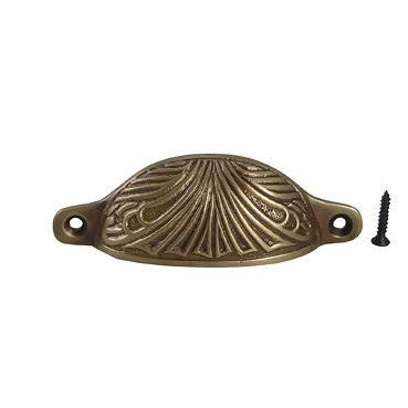 4 Inch Overall (3 2/5 Inch c-c) Solid Brass Art Deco Bin or Cup Pull