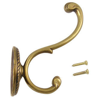 Solid Brass Georgian Roped Coat Hook