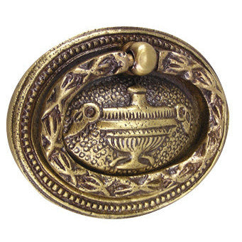 2 7/8 Inch Brass Oval Lamp Ring Pull (Antique Brass Finish) COPPER MOUNTAIN HARDWARE