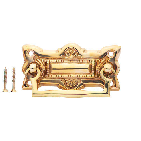 3 3/4 Inch (3 Inch c-c) Art Deco Solid Brass Drawer Pull