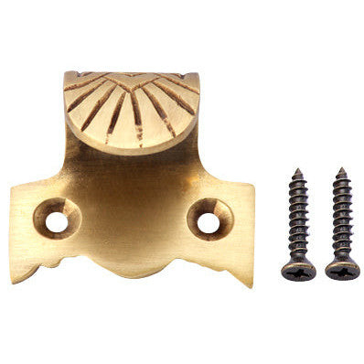 Solid Brass Sash Lift with Art Deco Pattern (Antique Brass Finish) COPPER MOUNTAIN HARDWARE