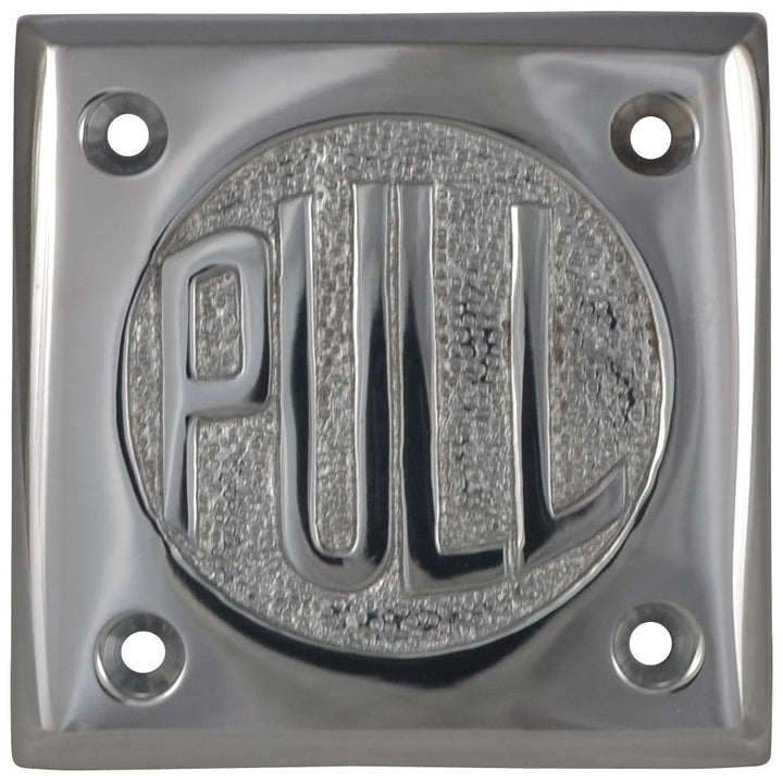 2 3/4 Inch Brass Classic American "PULL" Plate (Polished Chrome Finish) COPPER MOUNTAIN HARDWARE