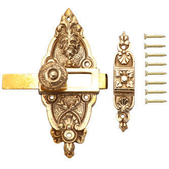 5 1/2 Gargoyle French Door or Cabinet Slide Bolt Latch (Polished Brass Finish) COPPER MOUNTAIN HARDWARE