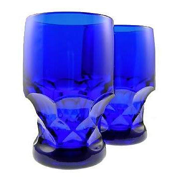 12 Ounce Cobalt Blue Glass Georgia Tumbler 5 1/4 Inch Tall - Set of Four COPPER MOUNTAIN HARDWARE