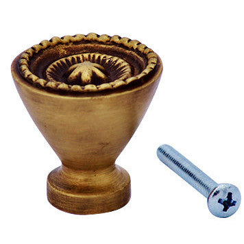1 1/4 Inch Solid Brass Beaded Star Round Cabinet & Furniture Knob