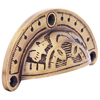 4 Inch Overall (3 1/2 Inch c-c) Solid Brass Decorative Cup Pull