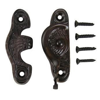 Eastlake Pattern Solid Brass Window Lock (Black Bronze Finish) COPPER MOUNTAIN HARDWARE