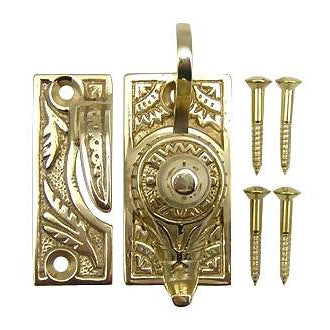 Oriental Pattern Solid Brass Sash Lock