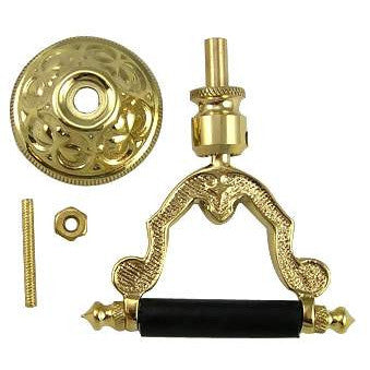 2 3/4 Inch Solid Brass and Ebony Wood Temple Drop Pull (Polished Brass Finish) COPPER MOUNTAIN HARDWARE