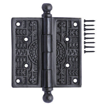 3 1/2 x 3 1/2 Inch Ball Tipped Victorian Solid Brass Hinge (Oil Rubbed Bronze Finish) COPPER MOUNTAIN HARDWARE