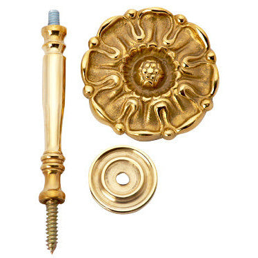 Solid Brass Floral Style Curtain Tie Back (Polished Brass Finish) COPPER MOUNTAIN HARDWARE