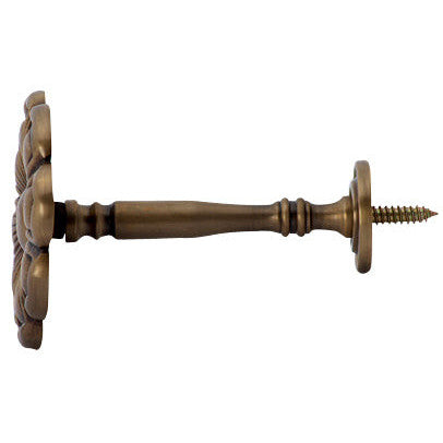 2 7/8 Inch Wide Solid Brass Curtain Tie Back - Large Flower Button