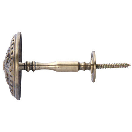 Solid Brass Curtain Tie Back - Large Baroque Button Style (Antique Brass Finish) Copper Mountain Hardware