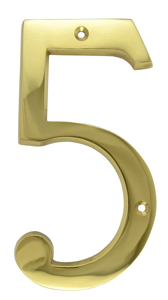 COPPER MOUNTAIN HARDWARE Solid Brass 6 Inch Tall Number 5