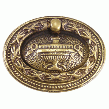 2 7/8 Inch Brass Oval Lamp Ring Pull (Antique Brass Finish) COPPER MOUNTAIN HARDWARE