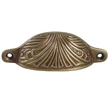 4 Inch Overall (3 2/5 Inch c-c) Solid Brass Art Deco Bin or Cup Pull