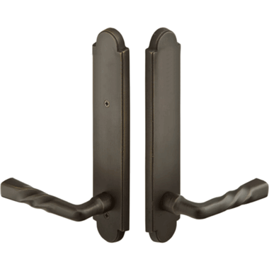 Solid Brass Arched Style Dummy Pair Multi Point Lock Trim (Medium Bronze Finish) EMTEK