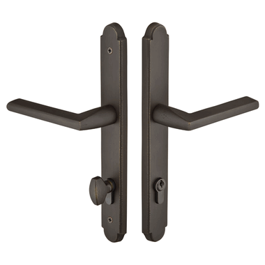 Solid Brass Arched Euro Keyed Style Multi Point Lock Trim (Medium Bronze Finish) EMTEK
