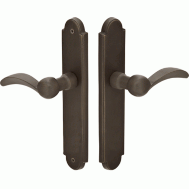 Solid Brass Arched Euro Style Dummy Pair Multi Point Lock Trim (Medium Bronze Finish) EMTEK