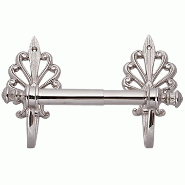 Solid Brass Art Deco Fleur De Lis Tissue Holder (Polished Nickel Finish) COPPER MOUNTAIN HARDWARE