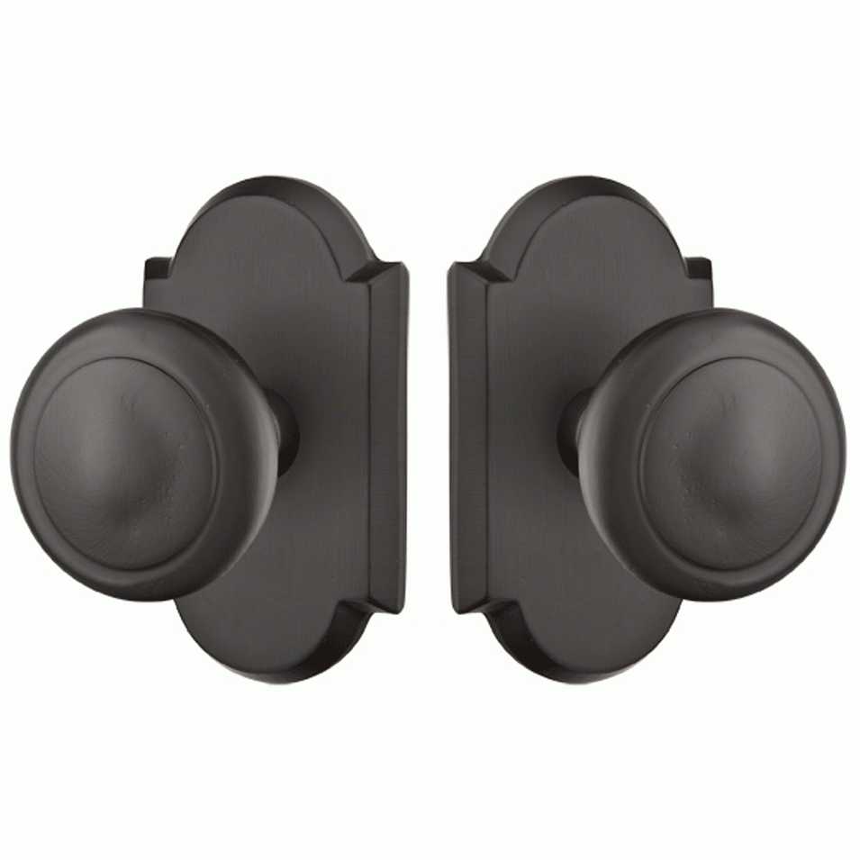 Solid Brass Sandcast Butte Door Knob Set With Arched Rosette (Several Finish Options) EMTEK