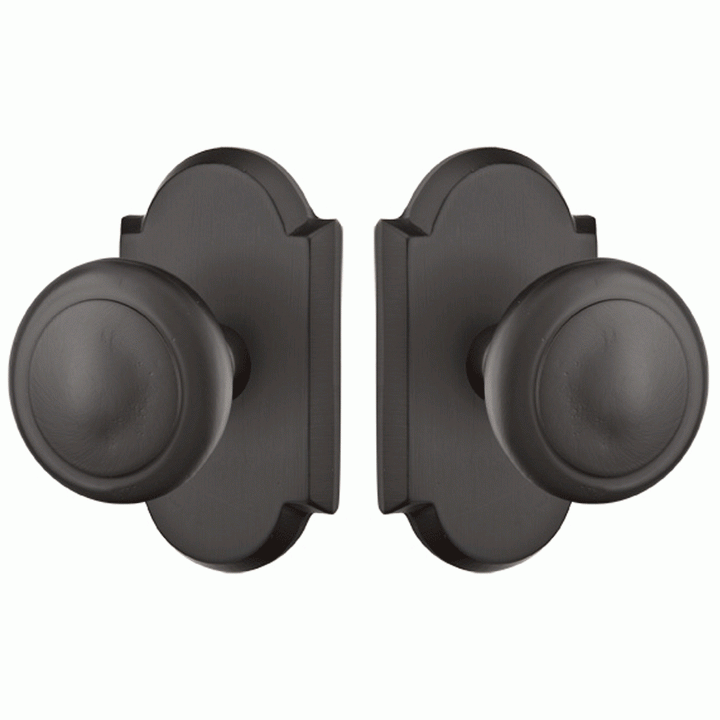 Solid Brass Sandcast Butte Door Knob Set With Arched Rosette (Several Finish Options) EMTEK