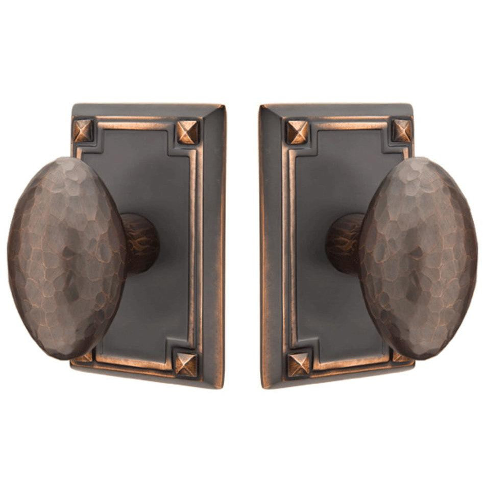Hammered Egg Knob With Rectangular Rosette (Several Finish Options) EMTEK