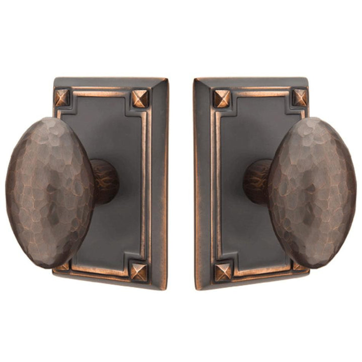 Hammered Egg Knob With Rectangular Rosette (Several Finish Options) EMTEK