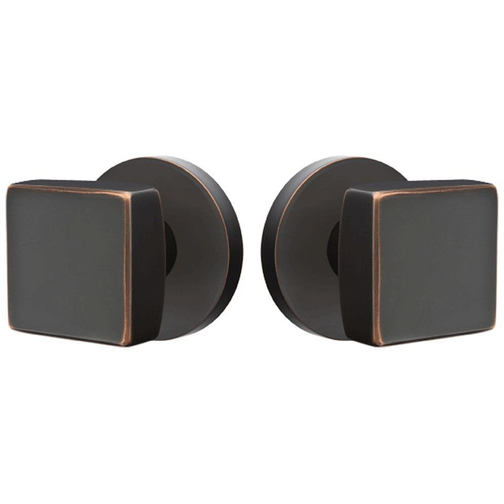 Solid Brass Square Knob With Disk Rosette (Several Finish Options) EMTEK
