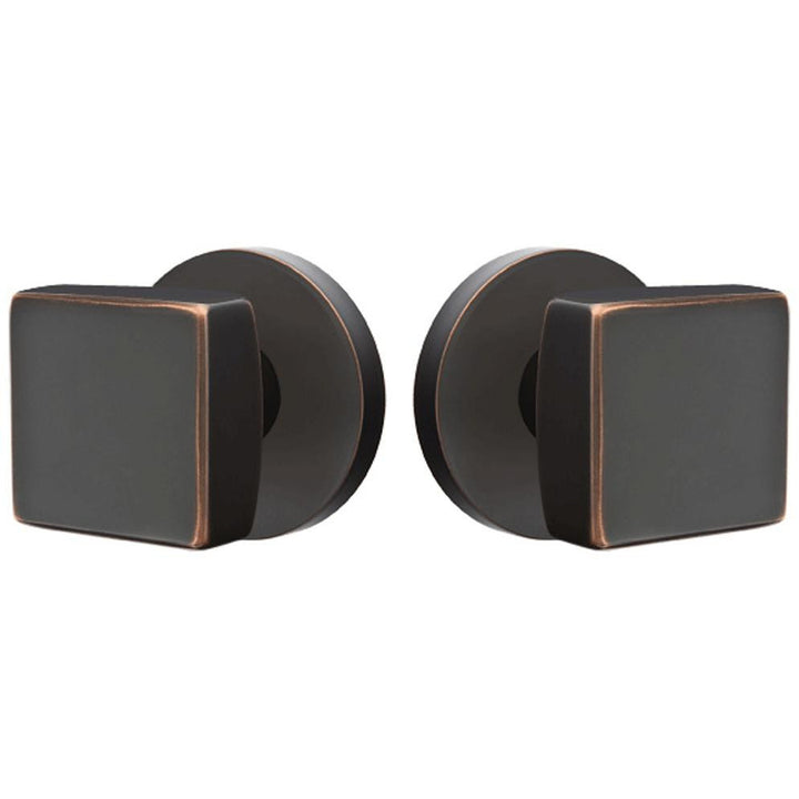 Solid Brass Square Knob With Disk Rosette (Several Finish Options) EMTEK