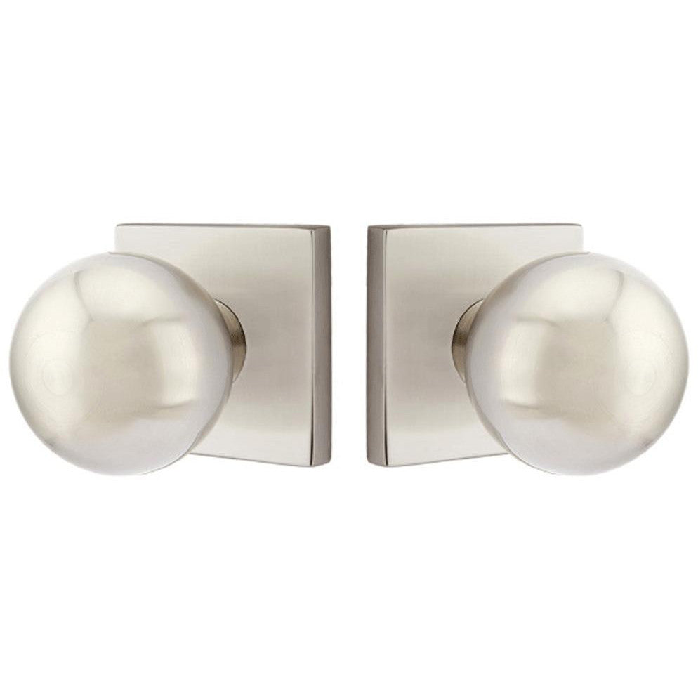 Solid Brass Orb Door Knob Set With Square Rosette (Several Finish Options) EMTEK