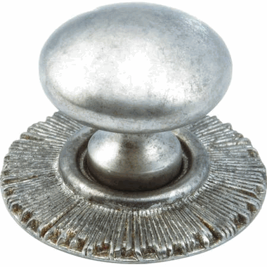 1 1/4 Inch Sunburst Round Cabinet Knob (Silver Antique Finish) SCHAUB