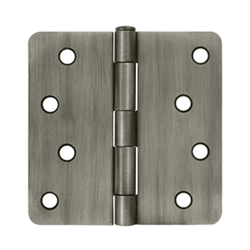 4 Inch x 4 Inch Steel Hinge (1/4 Radius Corner, Antique Nickel Finish) DELTANA