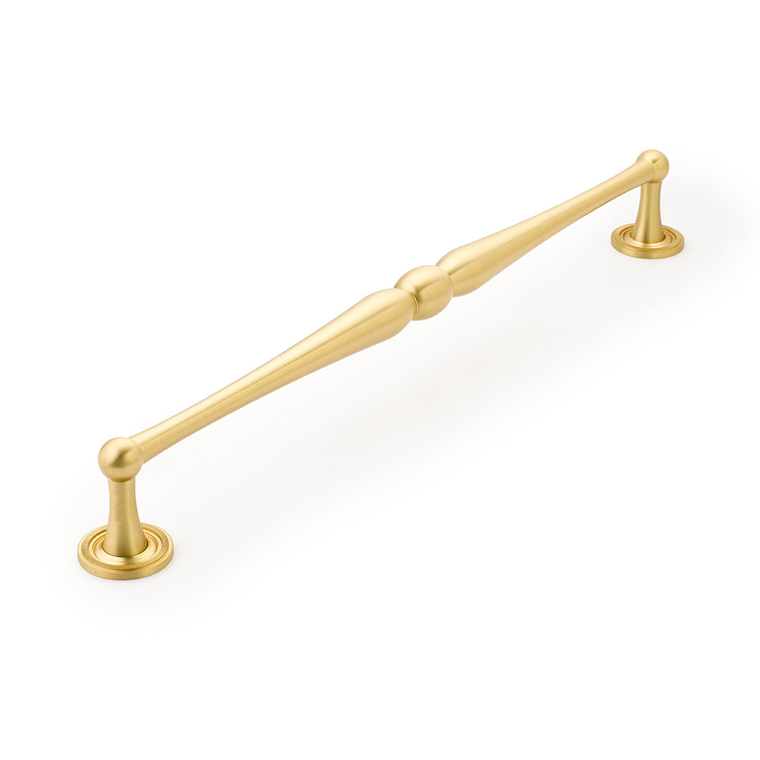 15 3/4 Inch (15 Inch c-c) Atherton Appliance Pull with Knurled Footplates (Satin Brass Finish) SCHAUB