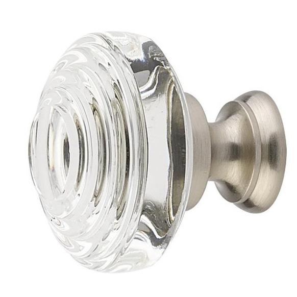 1 1/4 Inch Clear Crystal Glass Deco Cabinet & Furniture Knob EMTEK