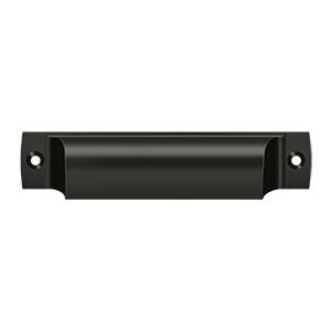4 Inch Solid Brass Rectangular Shell Cabinet & Furniture Cup Pull (Several Finishes Available) DELTANA