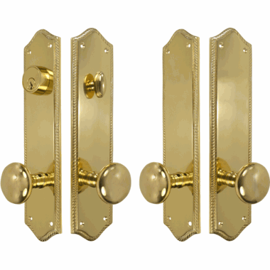 Georgian Roped Oval Deadbolt Entryway Set (Polished Brass Finish) COPPER MOUNTAIN HARDWARE