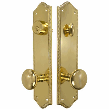 Georgian Roped Oval Deadbolt Entryway Set (Polished Brass Finish) COPPER MOUNTAIN HARDWARE